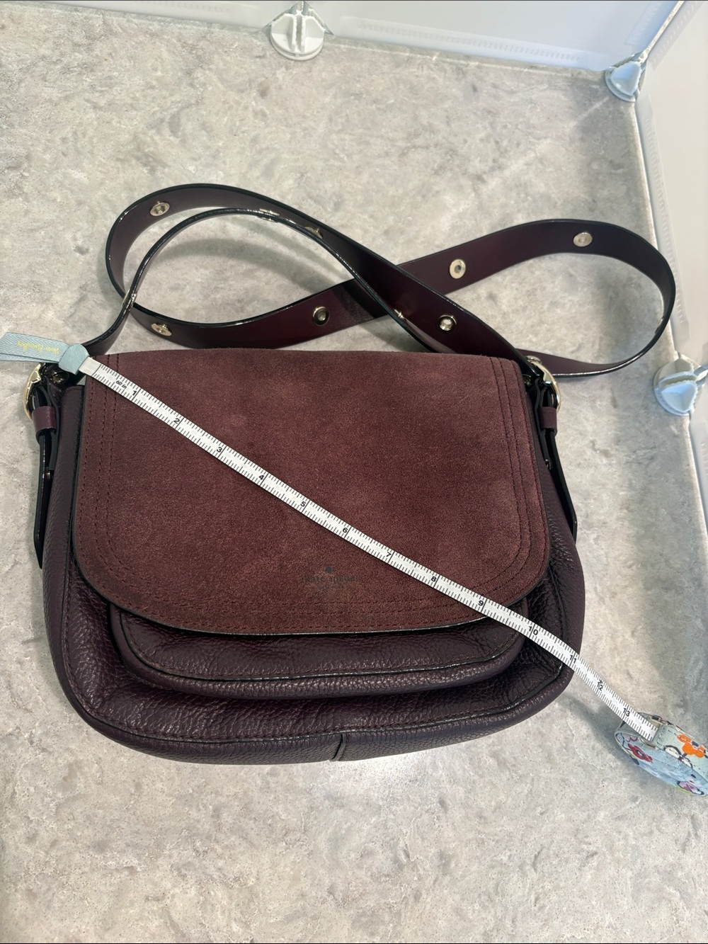 Kate Spade Leather and Suede Waterton Road Chantalle Crossbody Purse in Plum - Picture 7 of 7